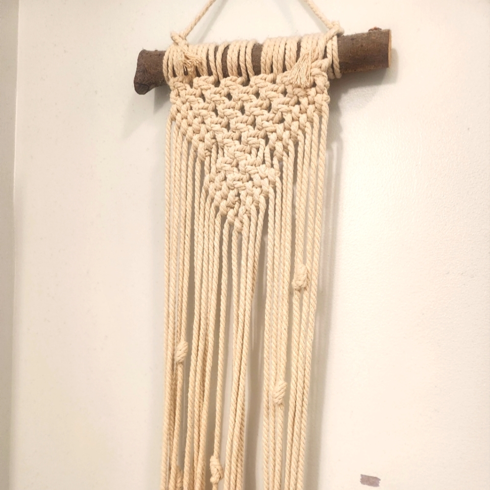 Rustic macrame wall hanging